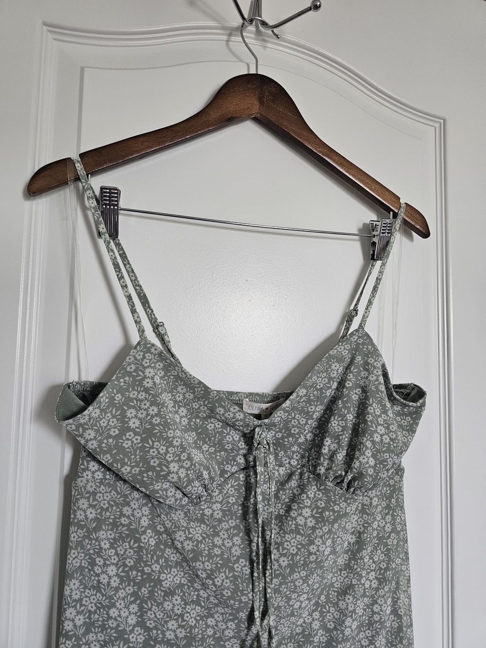 Cottagecore Sage Green Floral Strappy Maxi Dress - Picture 4 of 9